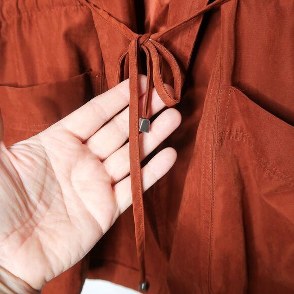 Staccato Womens Burnt Orange Hooded Wrap Suede Vest Size L - Picture 6 of 7